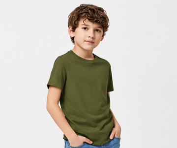 Olive Green plain T-shirt-PT003